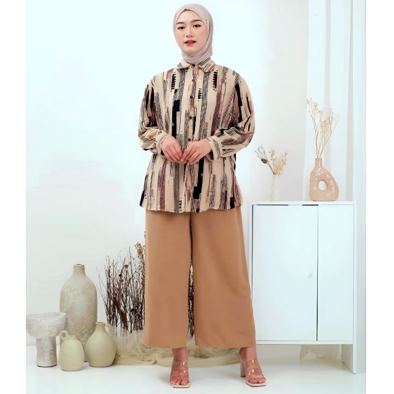 Ld 110 setcel crinkle airflow/setelan wanita crinkle motif/setcel crinkle kombinasi/oneset daily/set