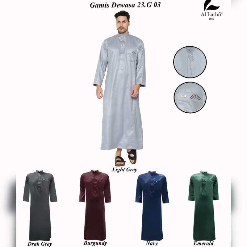 AL-LUTHFI Baju Gamis Jubah Import Premium Pria Dewasa Al Luthfi Lengan Panjang