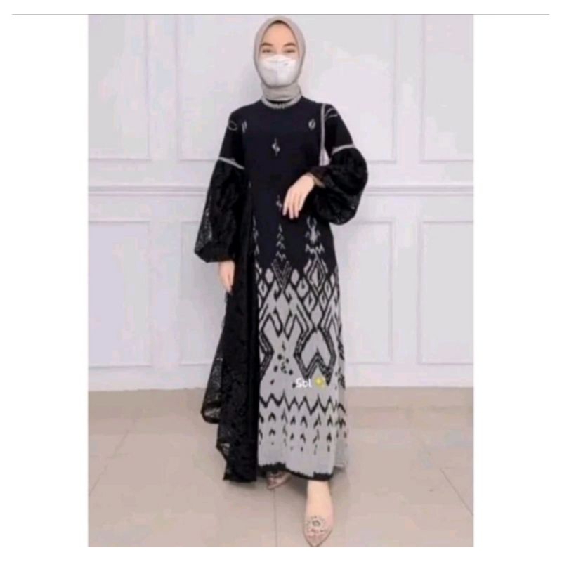 TERBARU, GAMIS TENUN KOMBINASI MIX BROKAT, SET KEMEJA DAN ANAK, BAJU LEBARAN, BAJU KONDANGAN , BAJU 