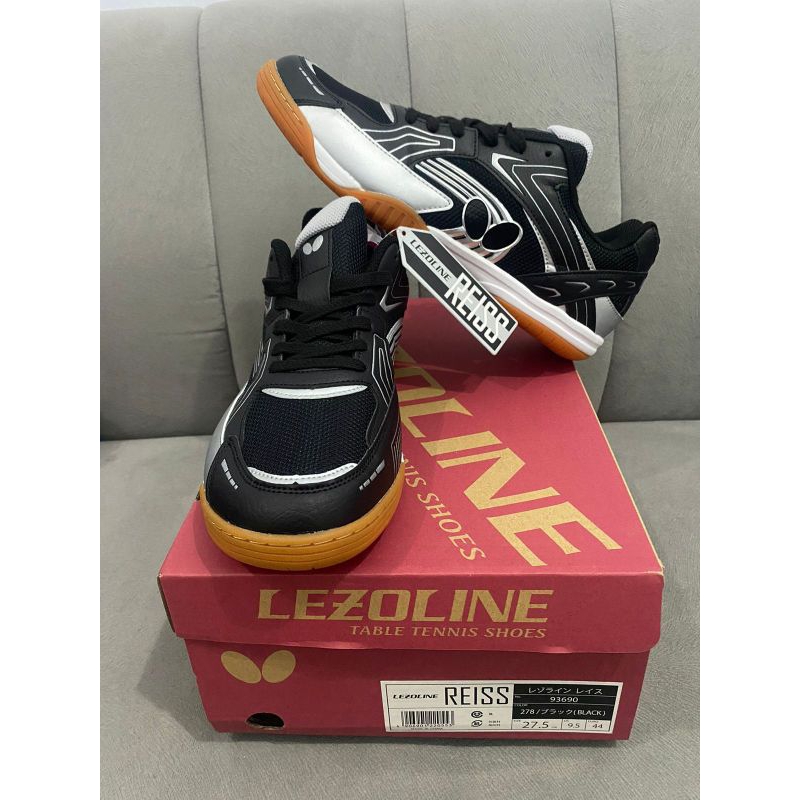 SEPATU TENIS MEJA BUTTERFLY LEZOLINE REISS BLACK WHITE ORIGINAL