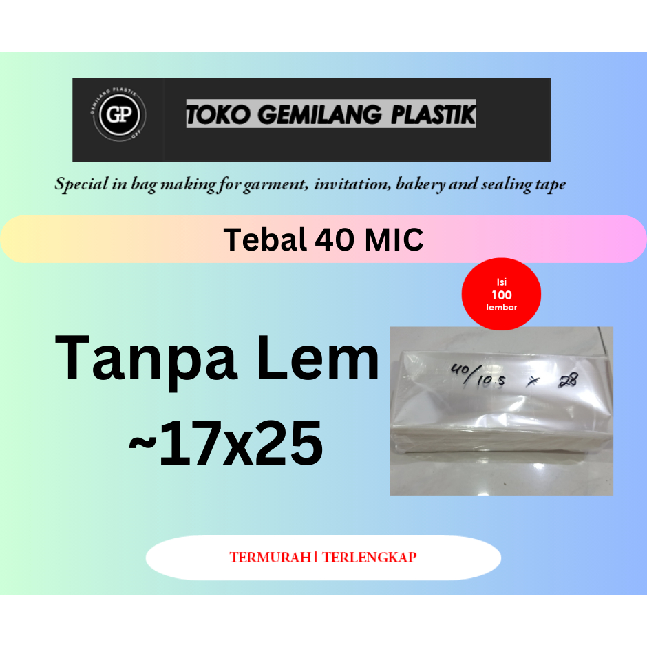 (40MIC) Plastik OPP Kaca TANPA LEM 17x25 / Plastik Souvenir Ulang Tahun
