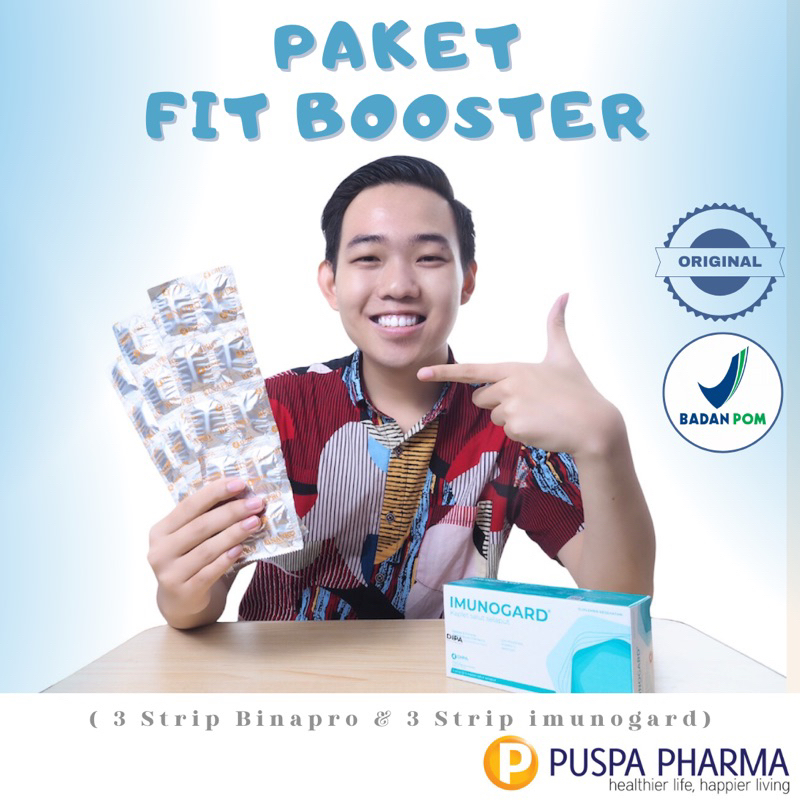 Paket Fit Booster - Binapro (Asam Amino) 3 Strip + Imunogard (Echinacea ext 500 mg) 1 Box - Menjaga 
