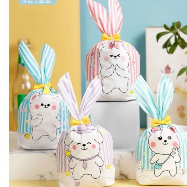 

Kantong bungkus cookies permen goodie bag bunny kepala rabbit 13x23cm