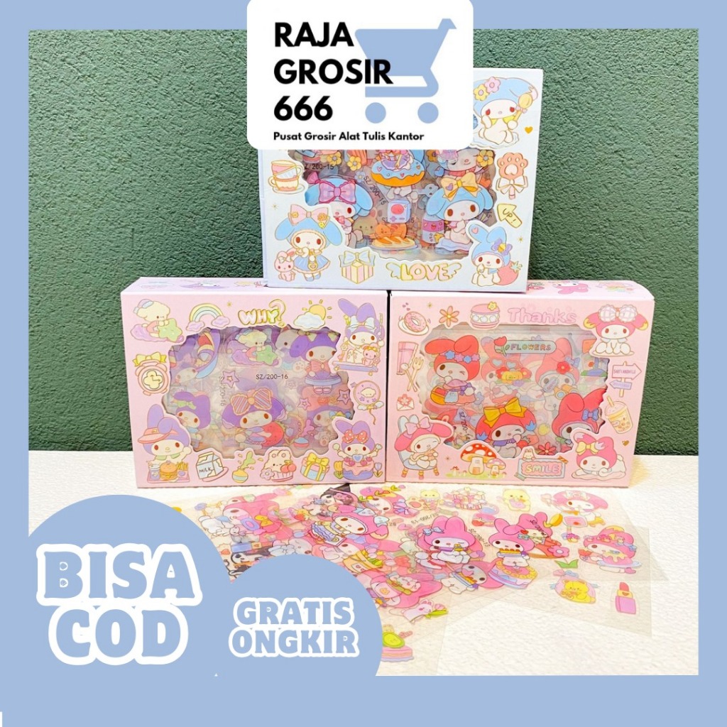 

STIKER SANRIO SZ-200 8 LEMBAR ST-1192 STICKER BESAR SOUVERNIR COD TERJANGKAU