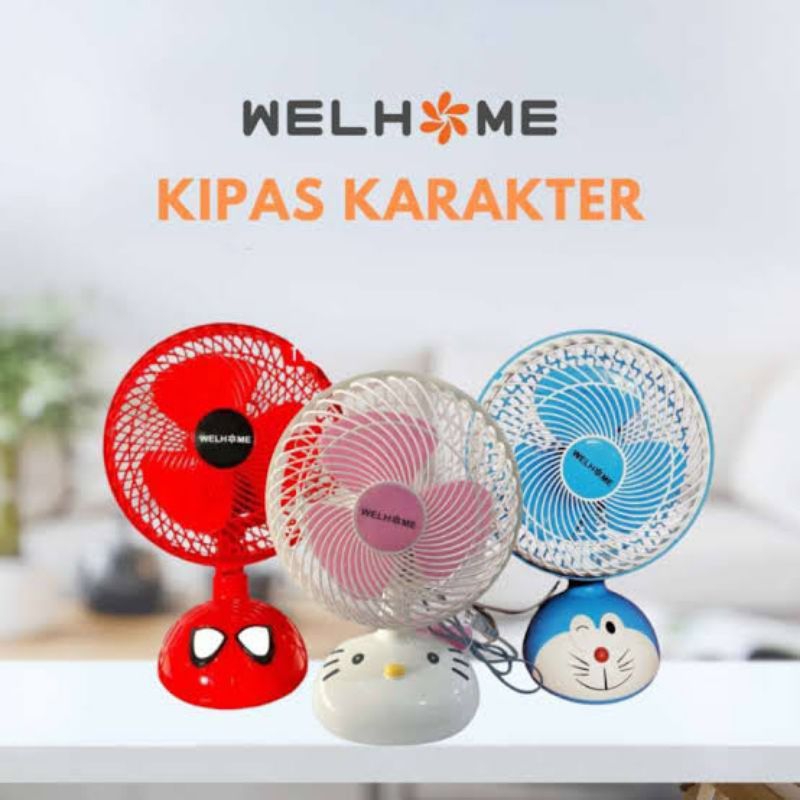 welhome karakter 2in1 10" / welhome kipas meja & dinding karakter 10 inch / KIPAS 2 in 1 KARAKTER 10