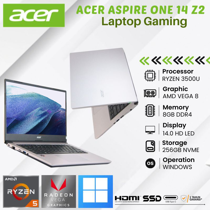 Laptop Acer Aspire One 14 Z2-493 [Ryzen 5 3500U, 8GB, 256GB SSSD, Vega 8, 14.0 Inch, Silver] - PROMO
