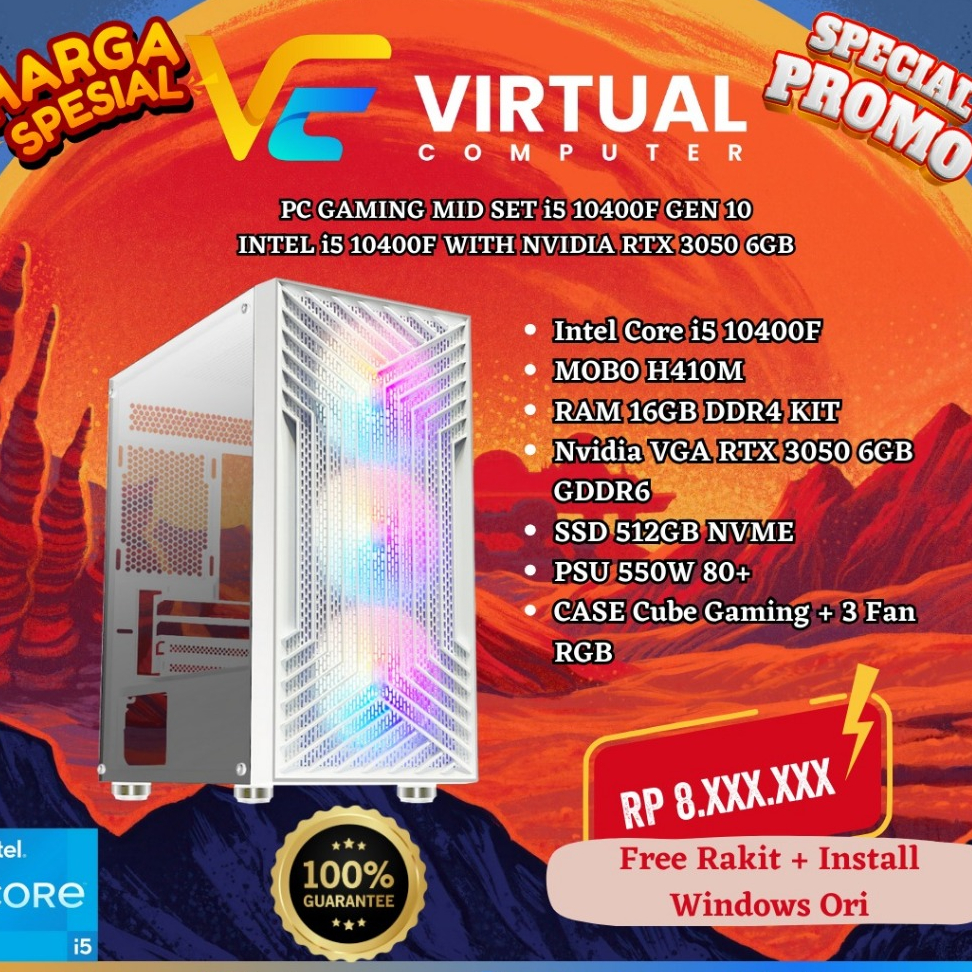PC GAMING i5 10400F GEN 10 INTEL i5 10400F WITH NVIDIA RTX 3050 6G