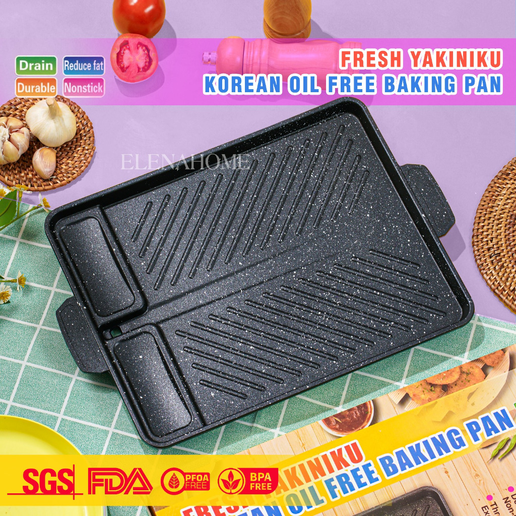 Alat Memanggang BBQ Yakiniku Grill Pan / Barbeque Grill Pan happy call Square