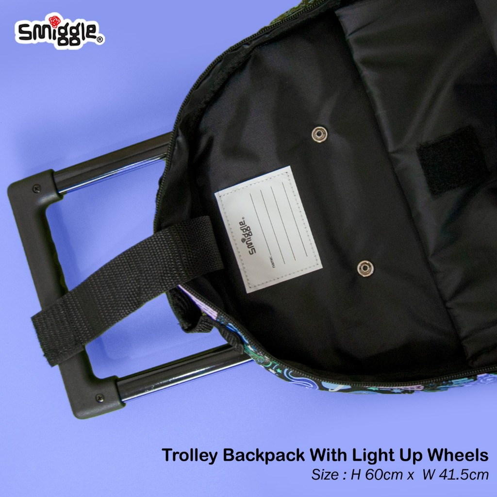 RB Smiggle Bag Backpack Trolley Light wheel /troli dengan roda lampu
