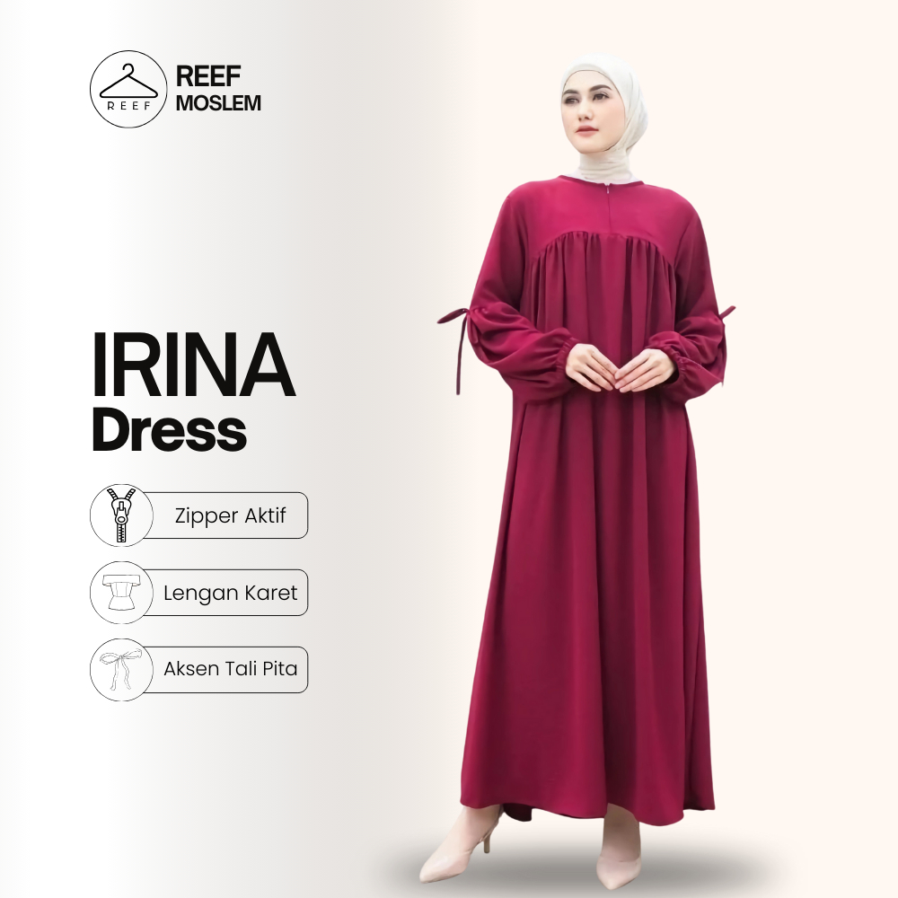 Baju Dres Gamis Brukat Terbaru 2024 Lebaran Abaya Baju Midi Maxi Dress Muslim Remaja Wanita Dewasa Warna Merah Maroon