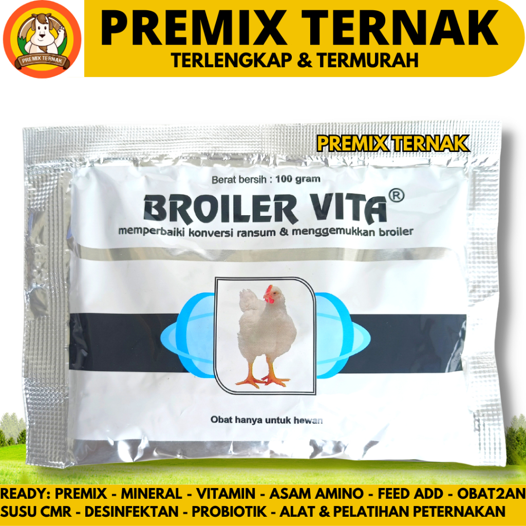 BROILER VITA 100 GRAM - Vitamin Ayam Broiler Pedaging - Vitamin Penggemuk & Mempercepat Pertumbuhan 