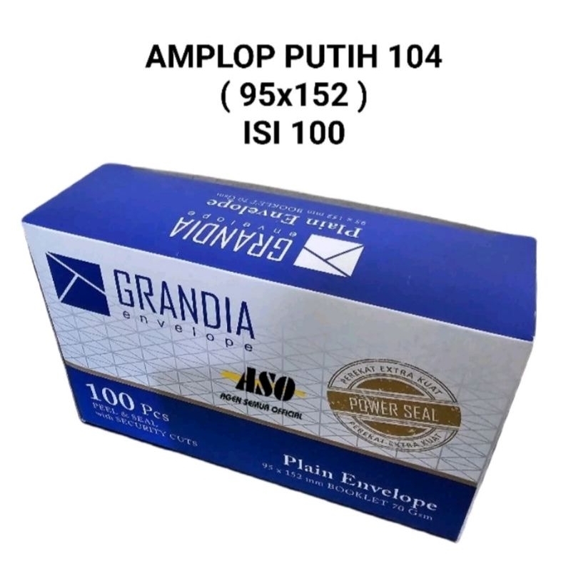 

AMPLOP GRANDIA 100 lembar PUTIH POLOS 95 mm x 152mm