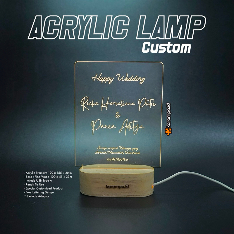 Acrylic Lamp | Lampu Akrilik Custom Grafir Nama
