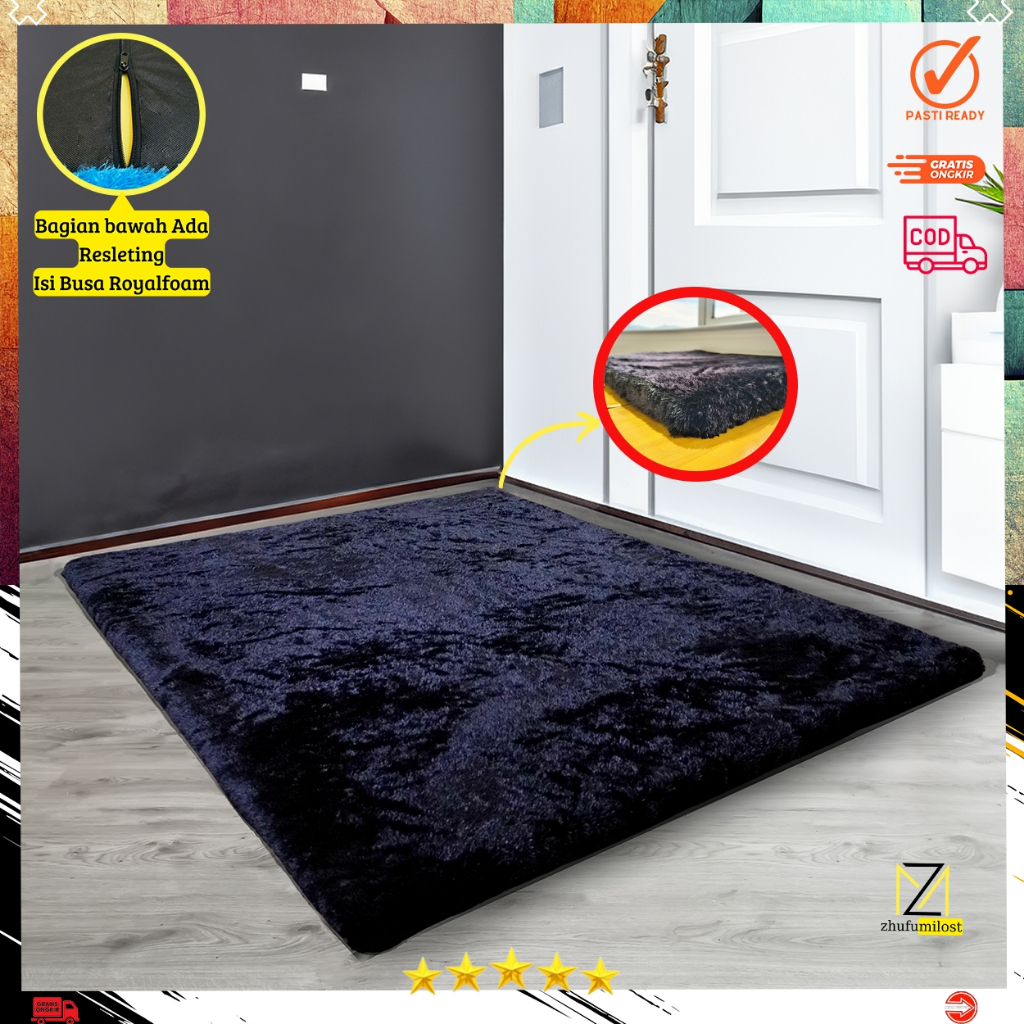 Karpet Bulu Rasfur Polos 150x100x5.5cm / Karpet Bulu Empuk / Karpet  premium/ Kasur Lantai