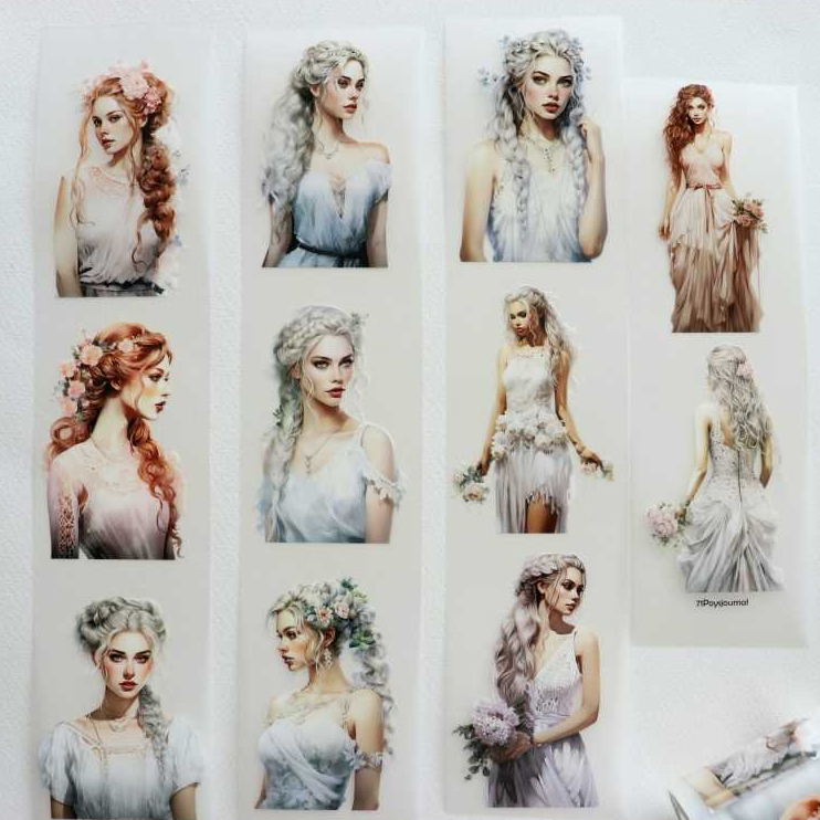 

71Poysjournal Braided Hair Girl PET Tape Sticker - (Indonesian Brand) 3