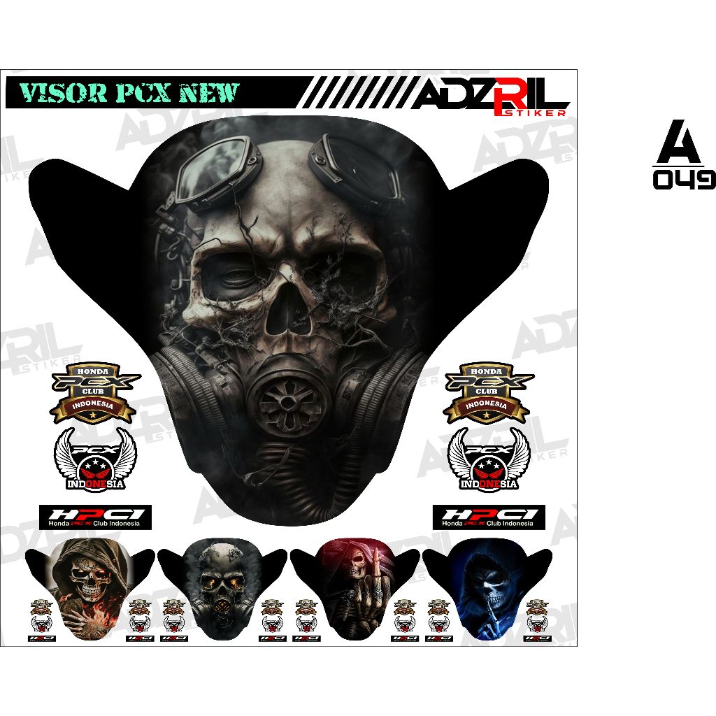 Stiker visor Winshield HONDA PCX 150 OLD TENGKORAK FUCEK YOU KEREN  (049) / stiker  Winshield  gamba