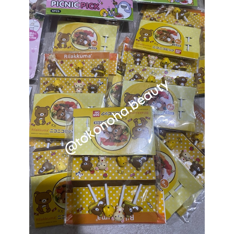 [Torune] Bento Food Pick Tusukan Bento Glasses Rilakkuma Animals Cats Bento Tools Original Jepang Ko