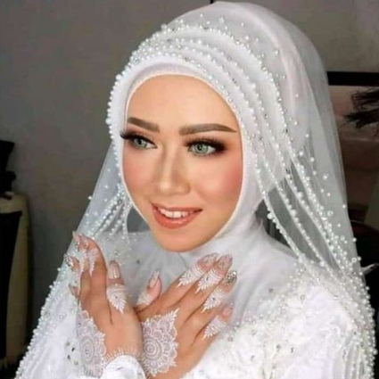 Slayer Selendang Veil Pengantin Ukuran 150 cm X 125 cm Kerudung payet baru mewah empat susun jilbab 