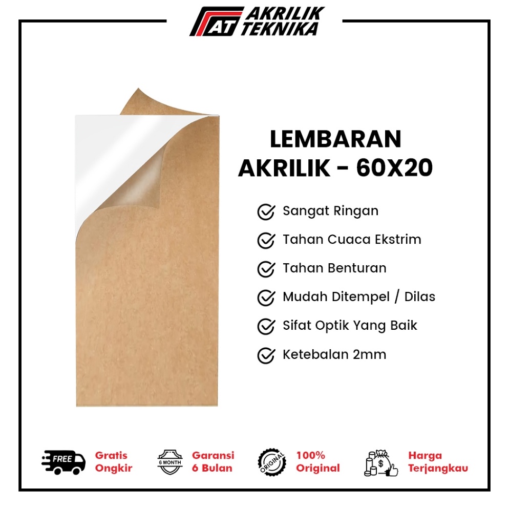 

Terlaris Acrylic Sheet Lembaran Akrilik Transparan Clear Bening 6x2cm 2mm LZG