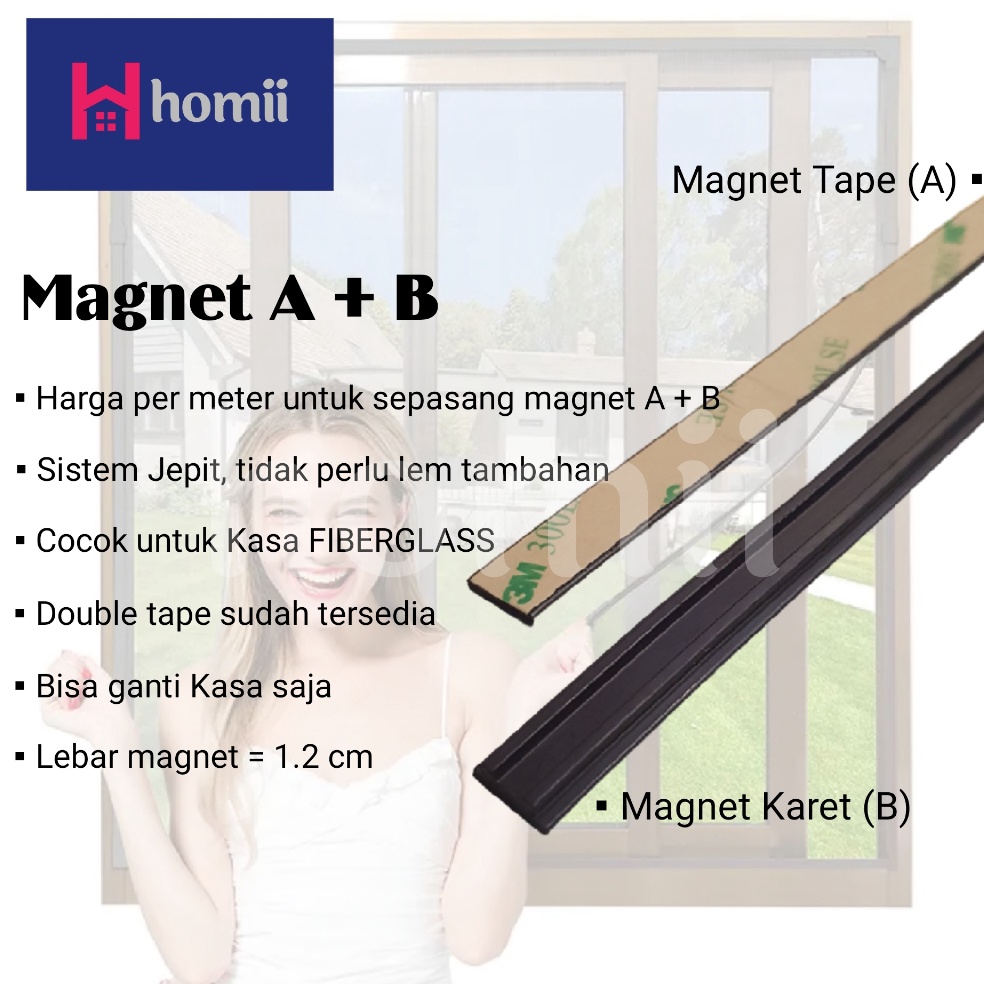 Serbuuuu Homii Double Magnet DIY Kasa Nyamuk Fiberglass Magnet Double Tape  Magnet Karet Sepasang Ma