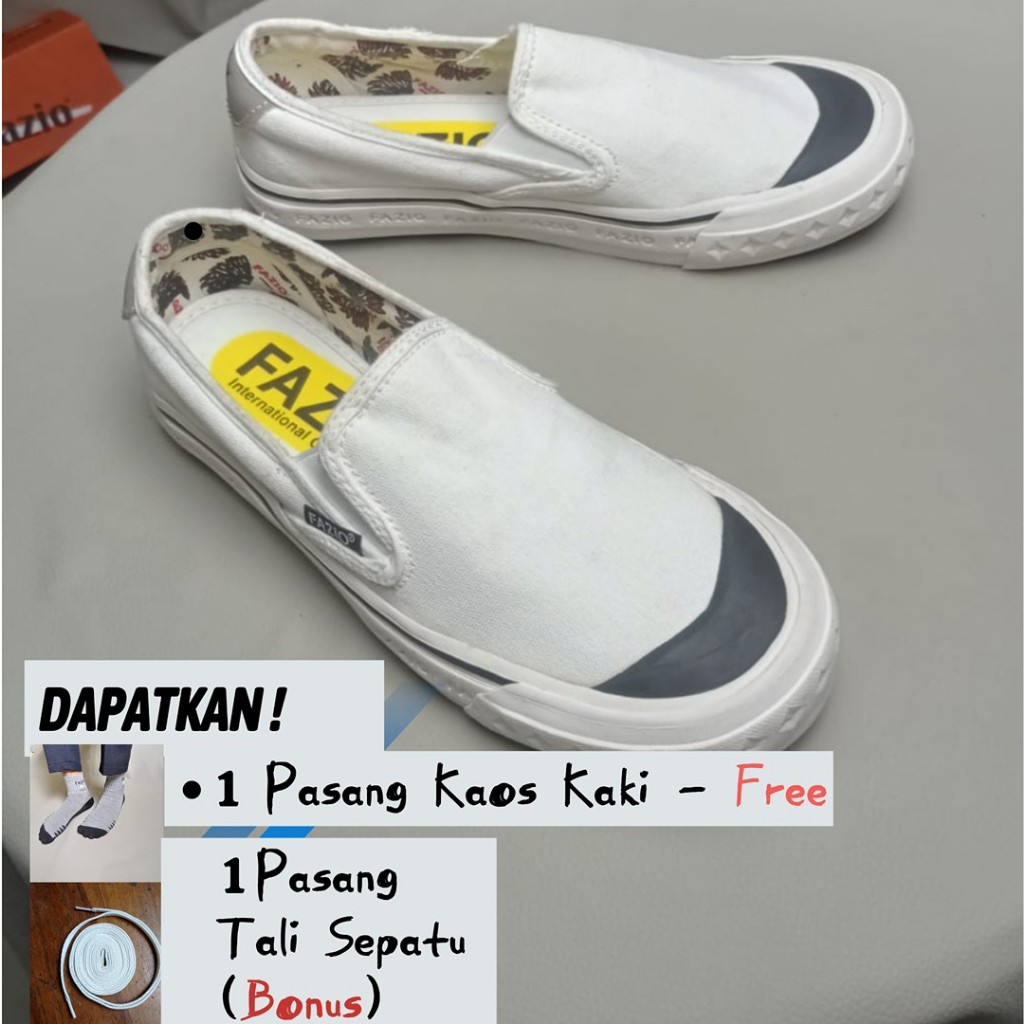 Fazio - Sepatu Unisex Slip-On Off White Sneakers Pria Wanita