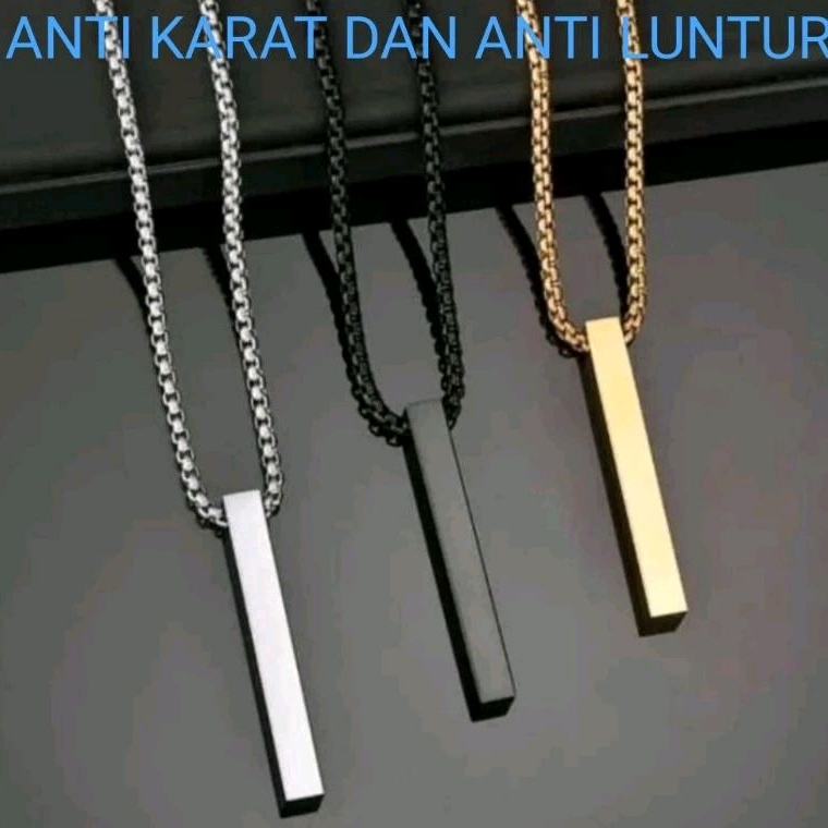 KALUNG TITANIUM PRIA MODEL ROLO LIONTIN BALOK ANTI KARAT / KALUNG LIONTIN BALOK