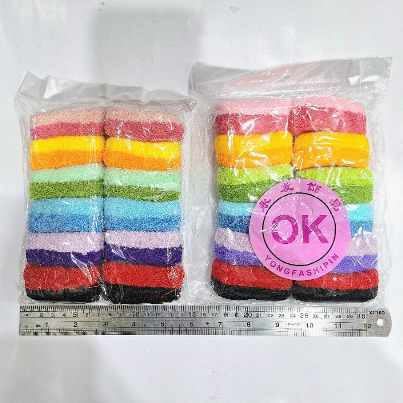 Ikat Rambut Donat / handuk halus 2warna besar 12pcs Yfa grosir