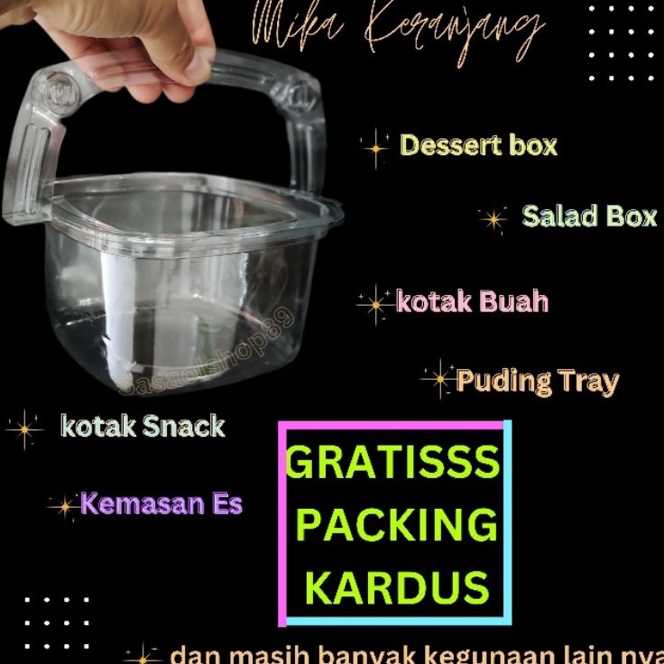 Deals Mika Keranjang 5mlmika tray makanan 1PCS GRATISS KARDUS mika dessert box dengan handle