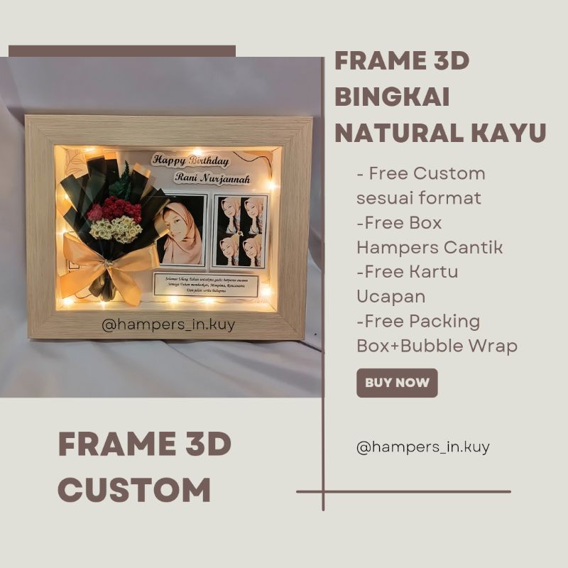 Frame 3D Kado Bingkai Flower in Frame | Gift Birthday | Gift Graduation