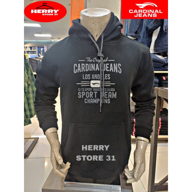 (TERBARU) JACKET HOODIE CARDINAL JEANS HITAM