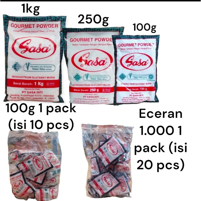 

SASA Penyedap rasa MSG kemasan 1.000 / kemasan 100g / kemasan 250g / kemasan 1kg micin