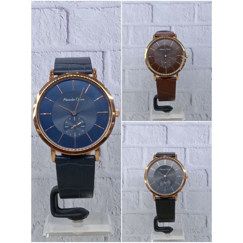 Jam tangan pria Alexandre Christie AC 8575 MS Leather Strap Original