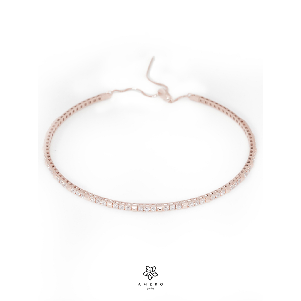 Amero Jewellery Kalung Choker Emas 17K Fillo 271 - Fillo 17K White Gold Choker Necklace