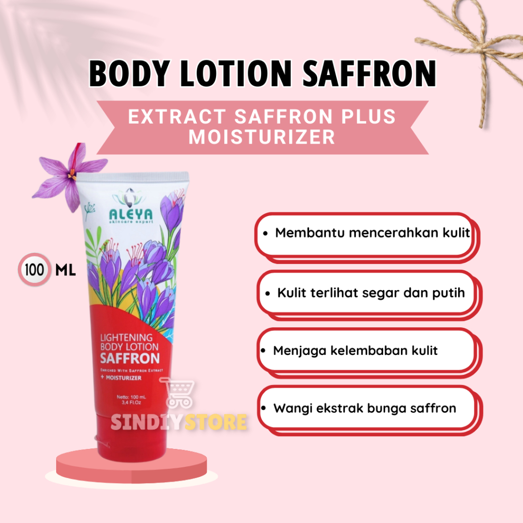 Body Lotion Whitening Saffron Pemutih Badan Lotion Aleya Saffron Toner Pemutih Badan Saffron
