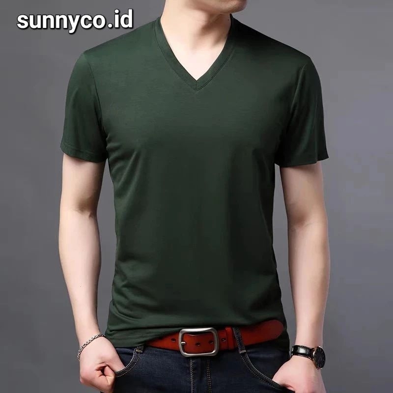 KAOS PRIA LEHER V - BAJU SANTAI - KAOS V-NECK - KAOS LEHER V KEREN