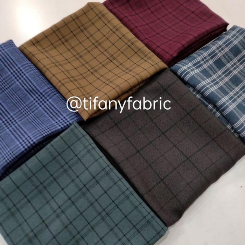 Kain Kotak Linen Korea Semi Wool Wol Zara Celana Tebal Yanded Yandet Yarndyed Yarn Dyed Meteran