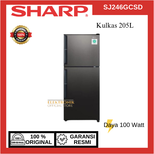 SHARP KULKAS 2 PINTU SJ 246GCSD LEMARI ES 205L/SJ-246GCSD/SJ 246GCSD/SHARP KULKAS 2 PINTU/SHARP KULK