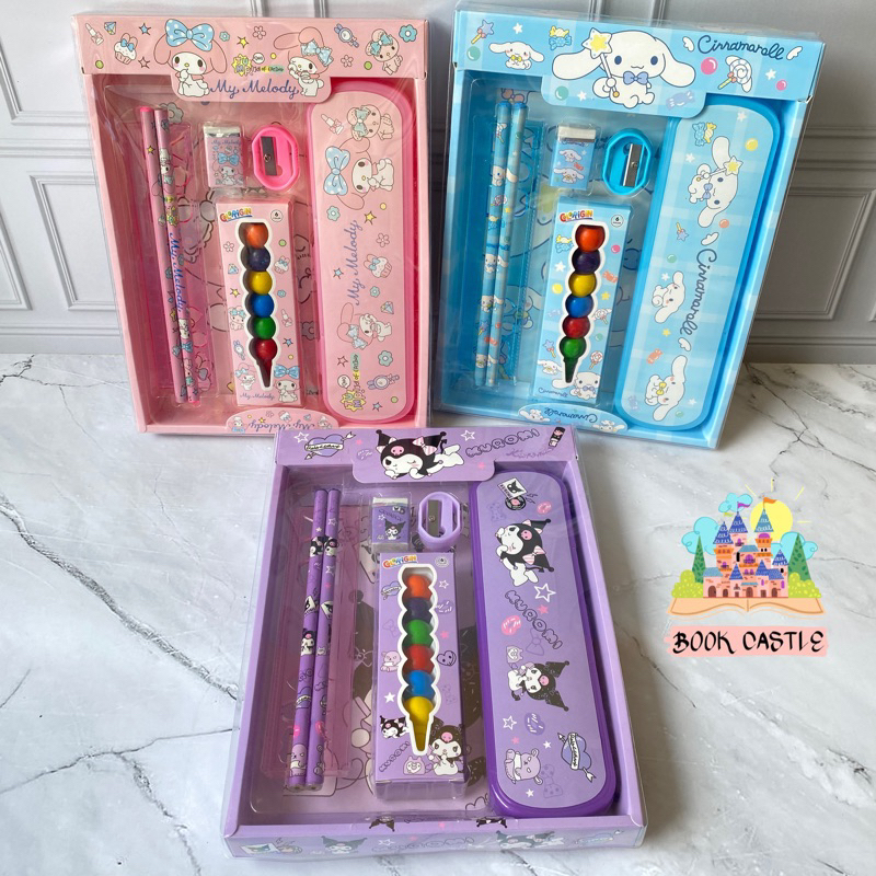 

Set kotak pensil crayon penggaris sanrio melody kuromi cinamoroll