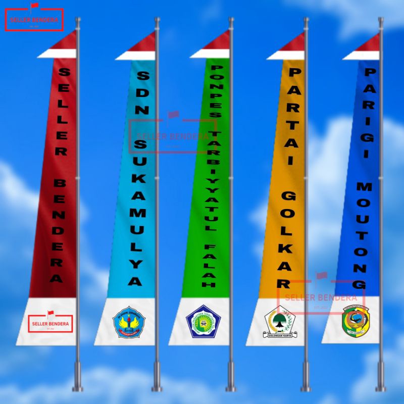 Umbul umbul 4 Meter custom tulisan & logo