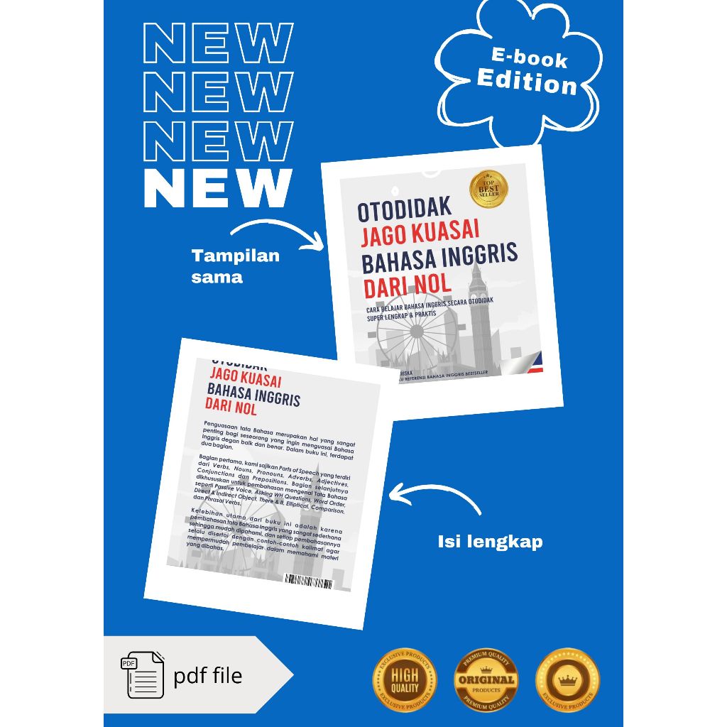 

NEW LIMITED E- book Edition "Otodidak Jago Kuasai Bahasa Inggris Dari Nol" File Pdf