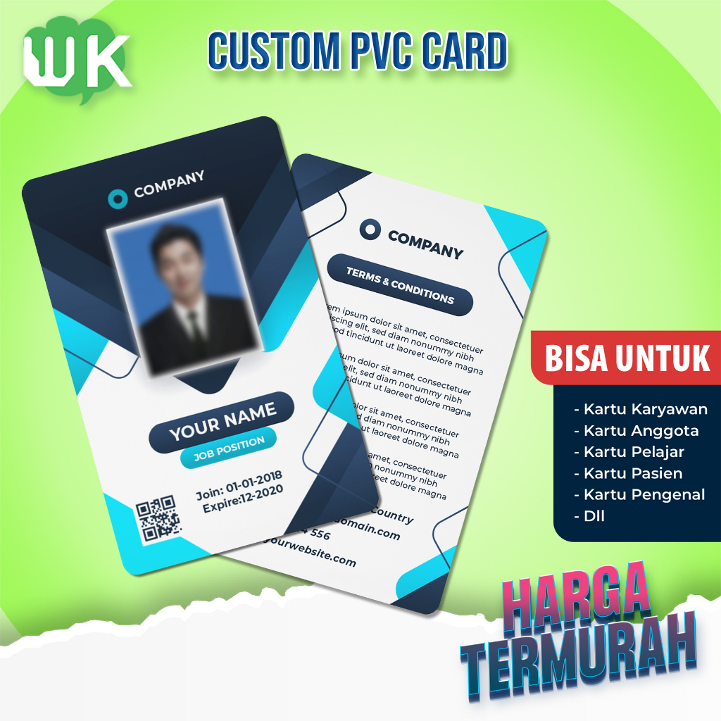 

Cetak ID Card / Plastic PVC / Kartu Member / ID Card Karyawan 2 SISI - 1 Sisi