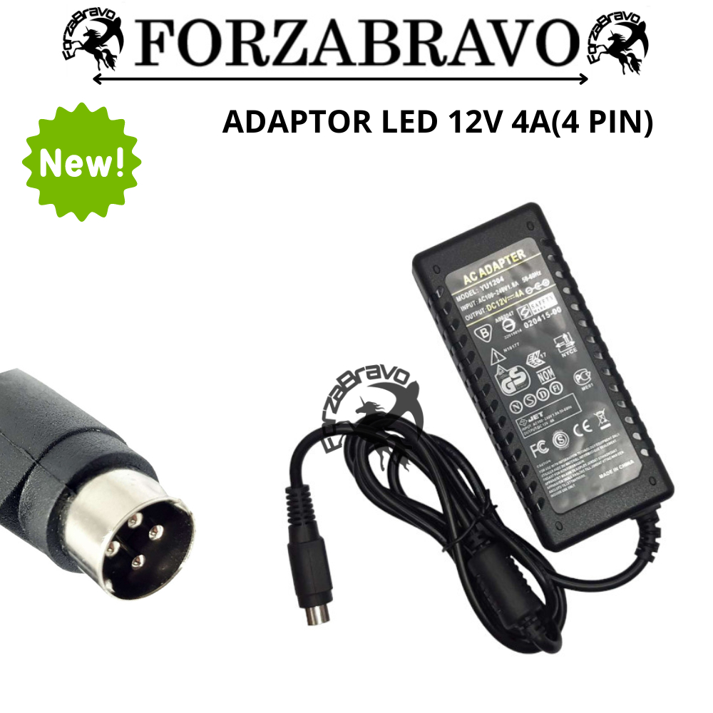 Adaptor Charger Casan 12V 4A 4 PIN (48Watt) DC 12VOLT 4AMPERE FREE KABEL POWER