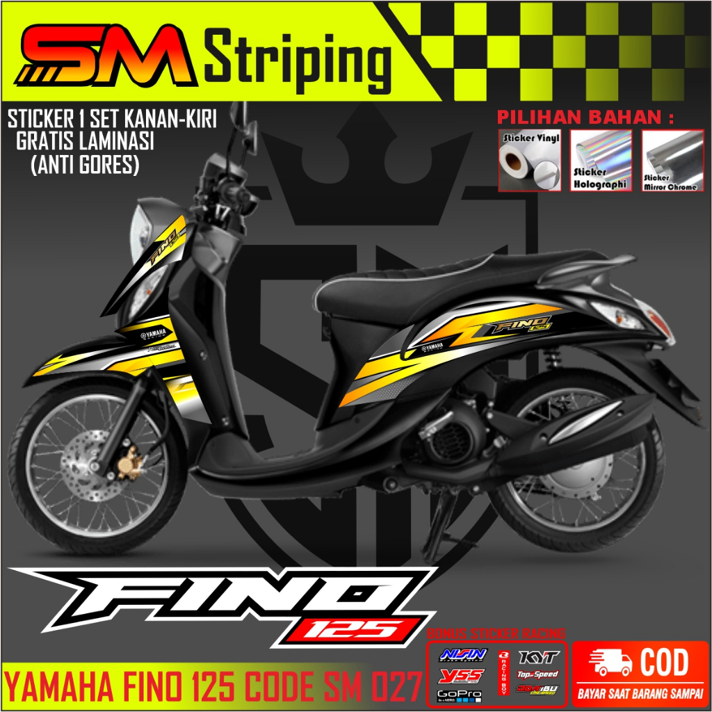 FINO 125 STIKER STRIPING PREMIUM MOTOR KEREN LIS VARIASI FINO 125 STIKER MOTOR YAMAHA DESAIN RACING 