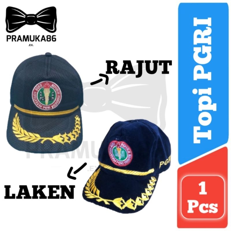 Topi PGRI Logo Bordir - Topi PGRI Bahan Rajut & Laken