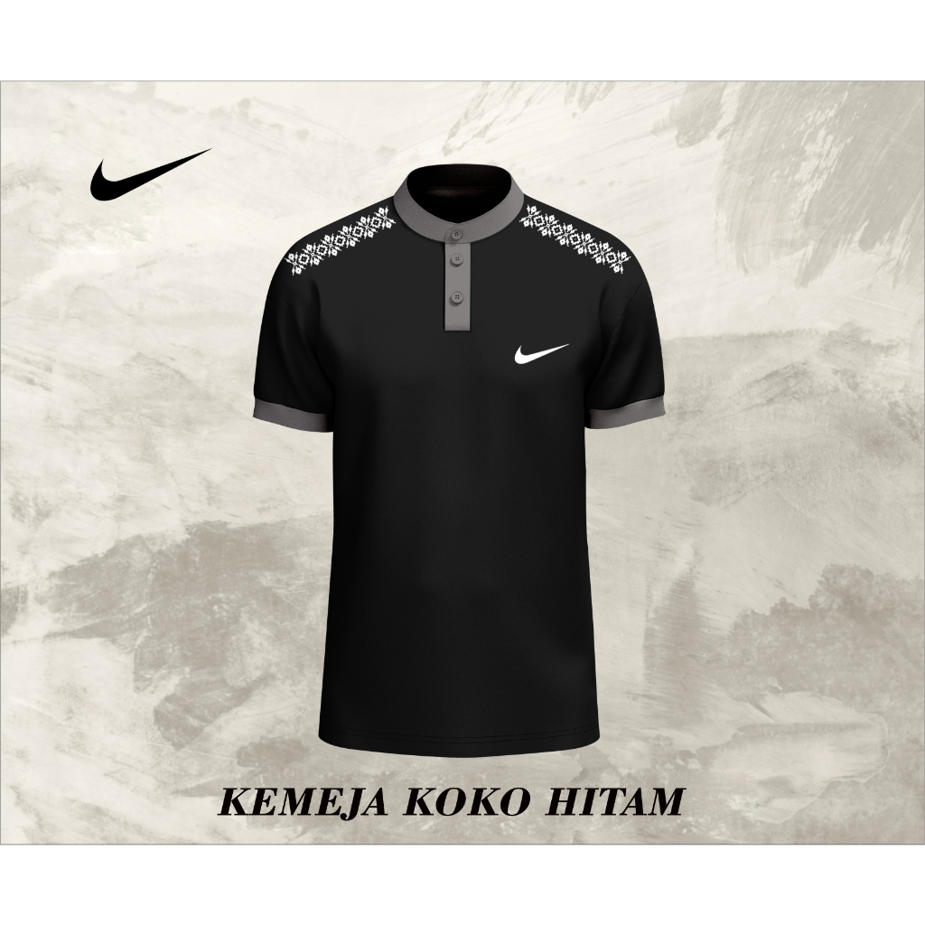 Promo - Koko Pria Terbaru Kemeja Koko Pria Dewasa Lengan Pendek Nike - Kemeja Muslim Jumbo Koko QURT