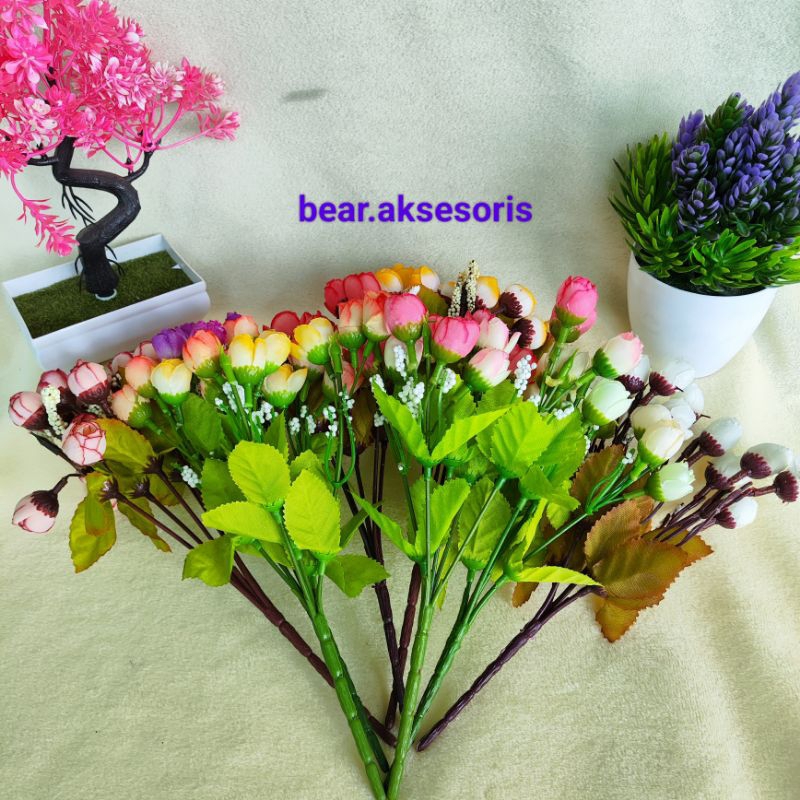 bunga rias plastik untuk perlengkapan buket dll