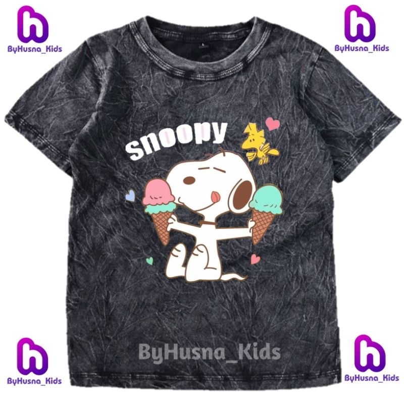 BAJU WASHED ANAK KAOS ANAK SNOOPY ATASAN ANAK PEREMPUAN ANAK CEWEK UNISEX PAKAIAN ANAK BAHAN PREMIUM