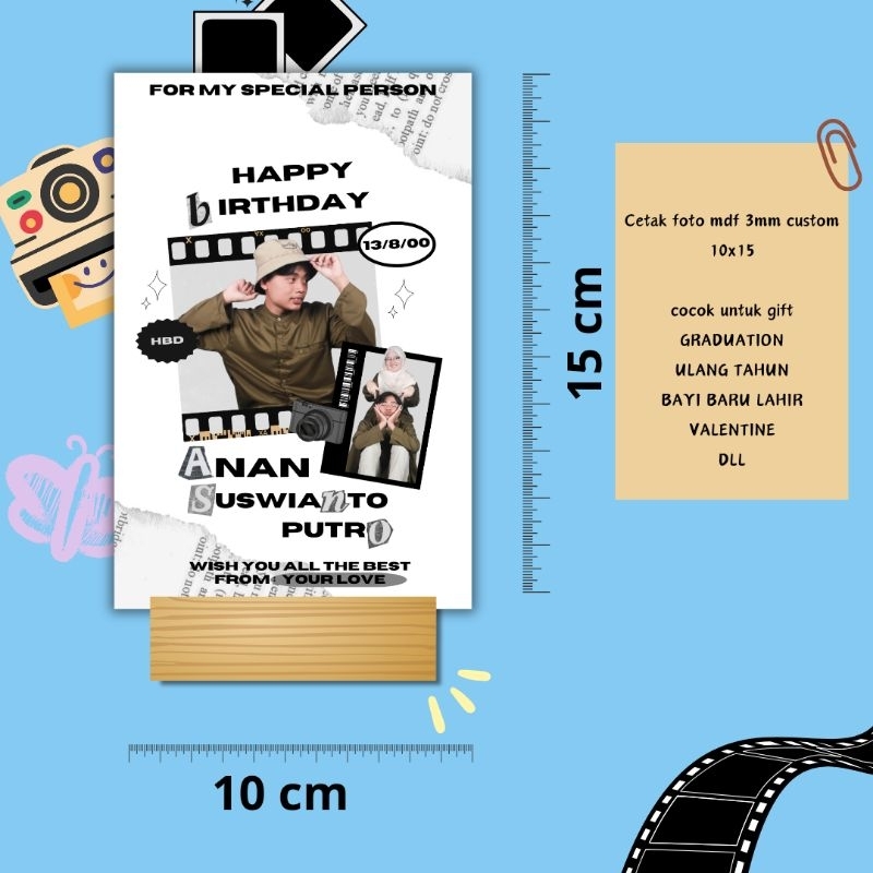 

ide kado foto stand /foto mdf 3mm /custom ukuran 10x15