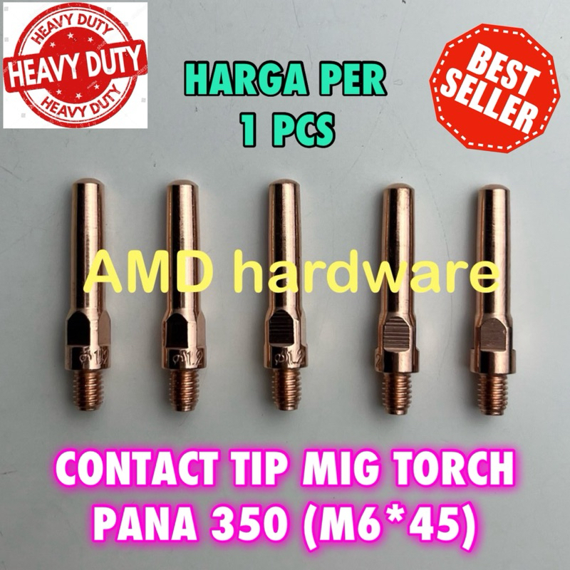 Contact Tip Tipe PANA 350 A 1mm 1.2mm M6*45*1 & 1.2 mm Kontak Nozzle 250 350A Mig Torch Tang Las Wel