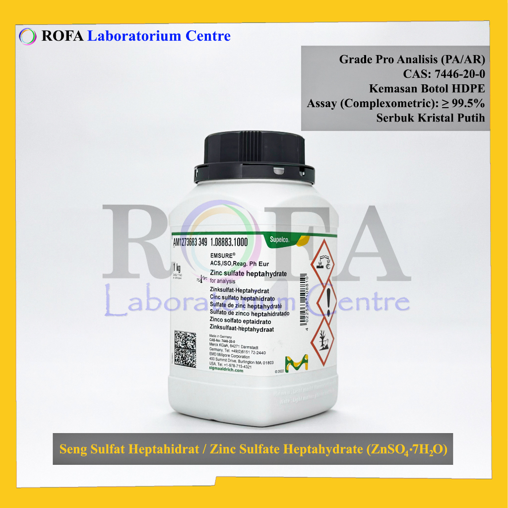 Seng Sulfat Heptahidrat / Zinc Sulfate Heptahydrate / ZnSO4.7H2O Pro Analisis